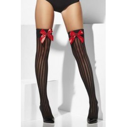 Stockings with Bow and Heart  - Black  Fv-32108