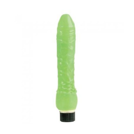Glow In The Dark Jelly Penis Vibrator - Green 7-inch 