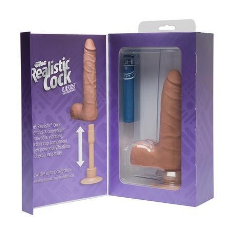 The Realistic Cock - Ur3 Slim  Vibrating - 7-inch - Brown 