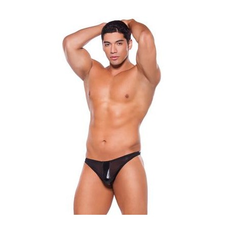 Wet Look Thong - Black - One  Size 