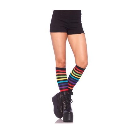 Rainbow Striped Knee High  Socks - One Size 