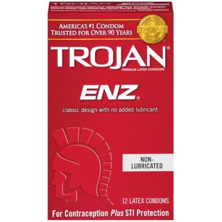 Trojan ENZ Non-Lubricated Condoms - 12 pack 