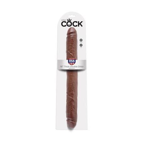 King Cock 16-inch Thick Double  Dildo - Brown 