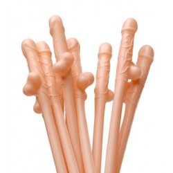 Penis Sipping Straws - Flesh -  10 Pack 
