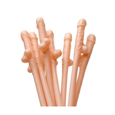Penis Sipping Straws - Flesh -  10 Pack 