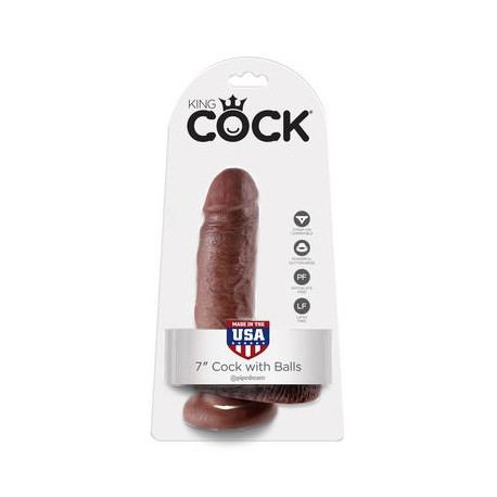 King Cock 7-inch Cock with  Balls - Brown 
