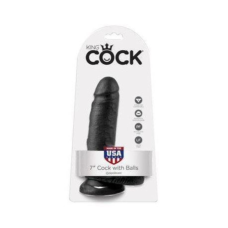 King Cock 7-inch Cock with  Balls - Black 