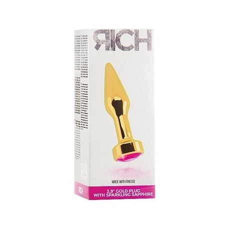 Rich R9 Gold Plug - 3.9 Inch -  Pink Sapphire 