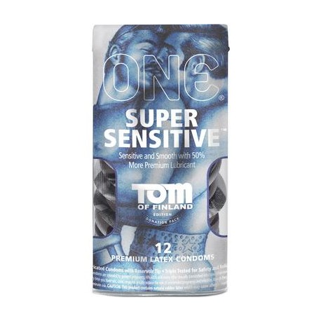 One - Tom of Finland - Super  Sensitive Lubricated Condoms  - 12 Pack