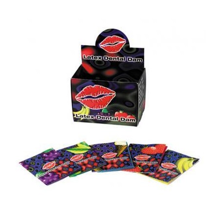  Latex Dental Dam Assorted Flavors- 100 Pieces with Display