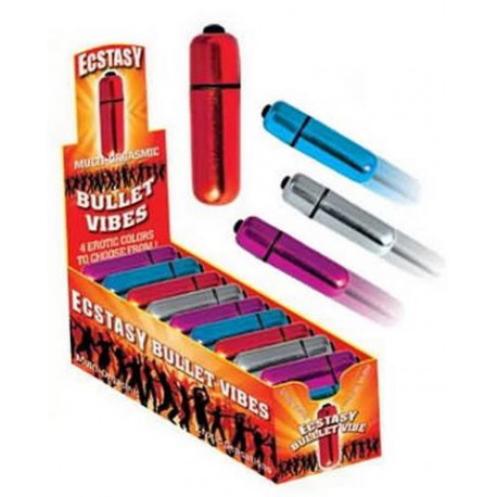 Ecstasy Bullet Vibes Assorted Colors - 36 Count With  Display