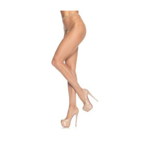 Sheer Nylon Crotchless Pantyhose - Nude - One Size 