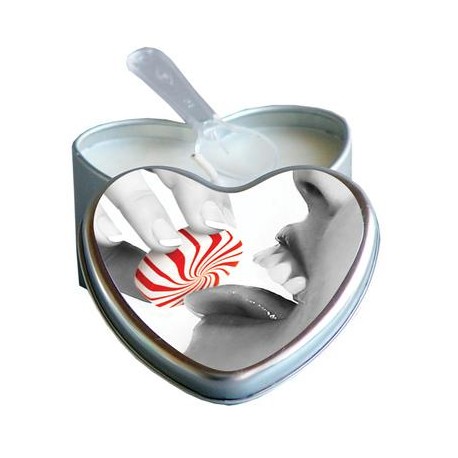 Peppermint Edible Massage Oil Heart Candle - 4 oz.