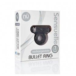 Sensuelle 7 Function Rechargeable Bullet Ring -  Black 