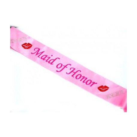 Pink Maid Of Honor Sash with Diamante Stones 