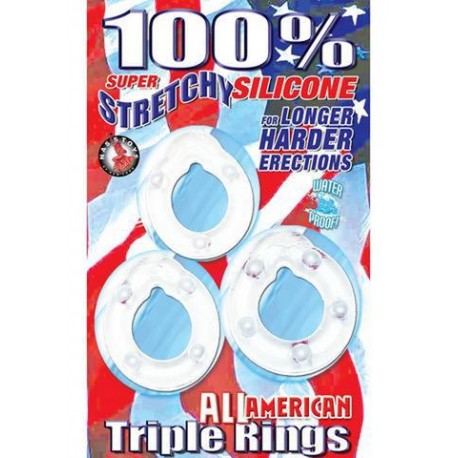 All American Triple Rings-  Clear