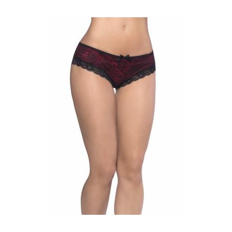 Cage Back Lace Panty - Black/red - Large/extra Large 
