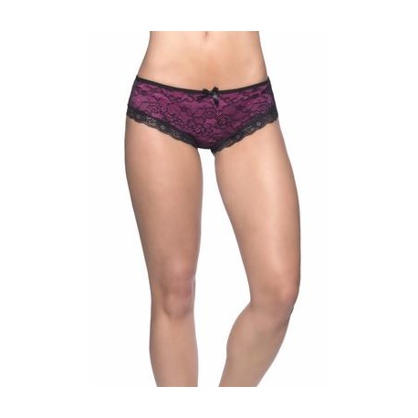 Cage Back Lace Panty - Black/pink - Small/medium  