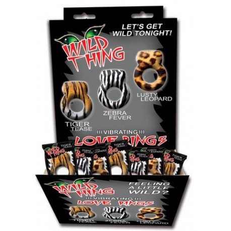 Wild Thing Animal Rings - Assorted Colors - 24 Pieces Display 