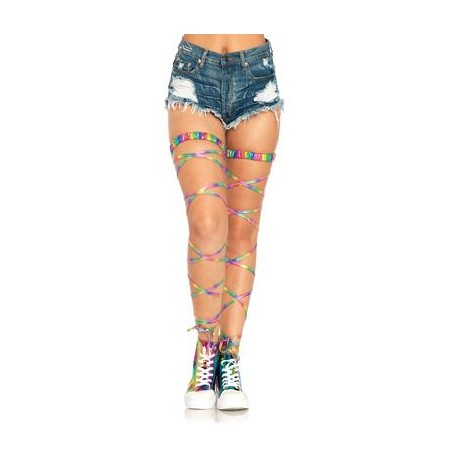 Lame Garter Leg Wraps - Rainbow - One Size  