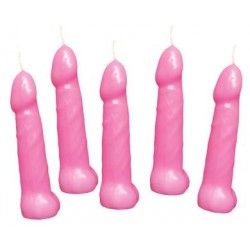 Bachelorette Pecker Party Pink Candles 5pk  