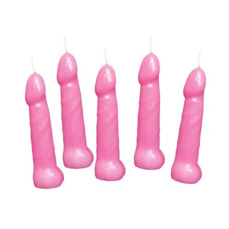 Bachelorette Pecker Party Pink Candles 5pk  