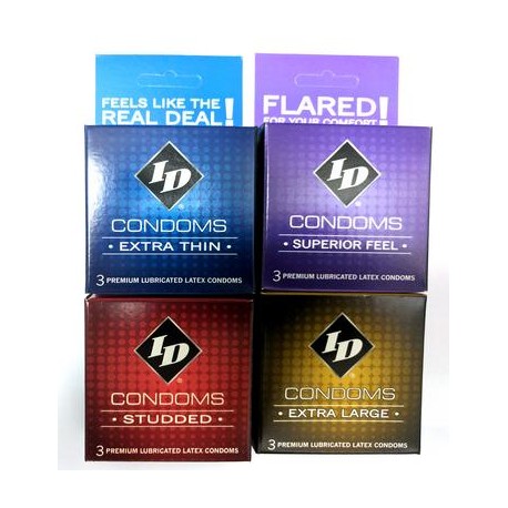 Id Condoms - Case of 72 - 3 Packs - Assorted  Styles 