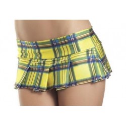 Yellow Plaid Pleated Mini Skirt - Medium/ Large  