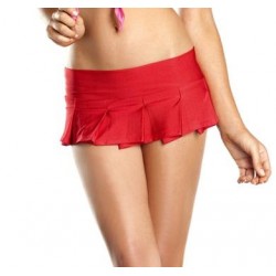 Red Pleated Mini Skirt - Medium/ Large  