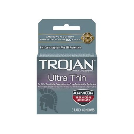 Trojan Ultra Thin Armor Spermicidal Condoms - 3 Pack 