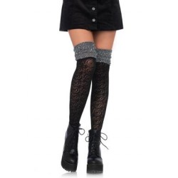 Sweetheart Knit over the Knee Sock - Black/ Grey  
