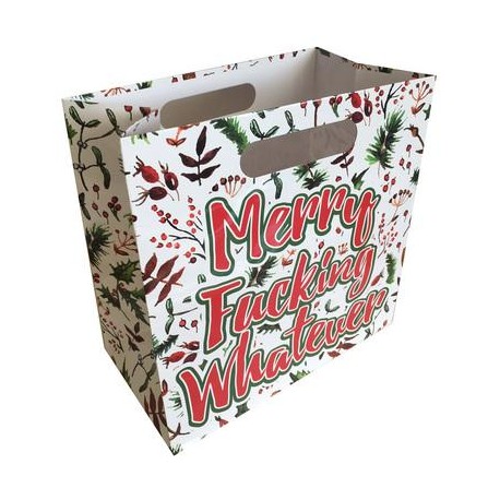 Merry Fucking Whatever - Gift Bag with Die Cut  Handles 