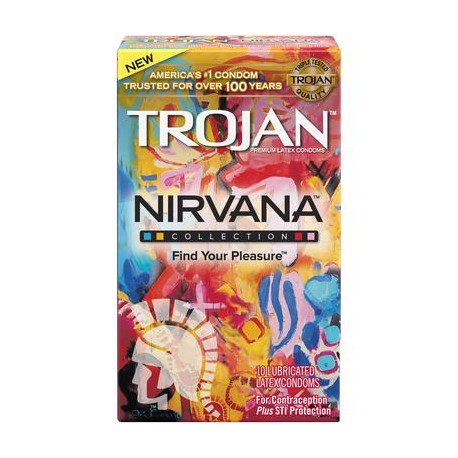 Trojan Nirvana - 10 Pack Assorted Lubricated Latex  Condoms 