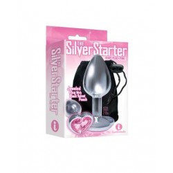 The 9's the Silver Starter Heart Bejeweled  Stainless Steel Plug - Pink 