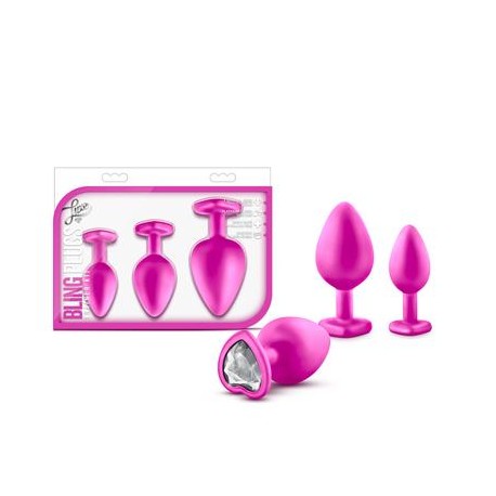 Luxe - Bling Plugs Training Kit - Pink W/  White Gems 