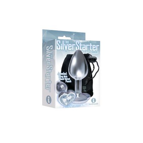The 9's the Silver Starter Heart Bejeweled  Stainless Steel Plug - Diamond 