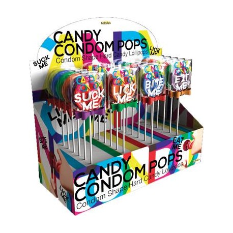 Candy Condom Pops - 24 Piece Display - Assorted  Flavors 