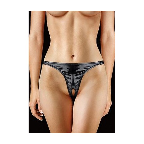 Adjustable Panty W/ Vibrating Bullet and Pleasure Whole - Black 