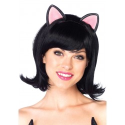 Kitty Kat Bob Wig With Attached Ears - Black