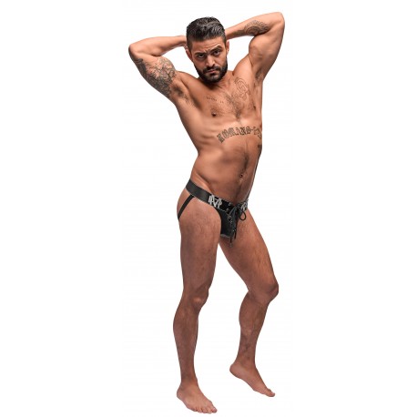 Black Ice Lace Up Thong - Xl