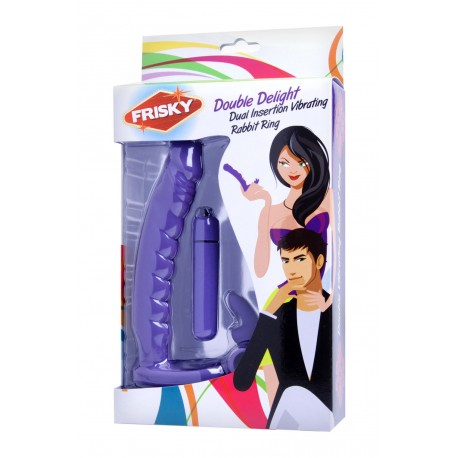 Double Delight Dual Insertion Vibrating  Rabbit Cock Ring