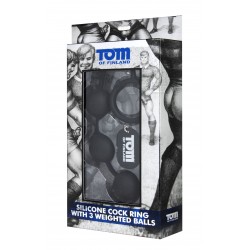 Tom of Finland Silicone Cock Ring With 3 Weighted Balls