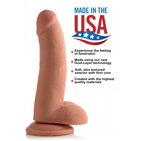 8 Inch Ultra Real Dual Layer Suction Cup Dildo - Medium Tone Skin
