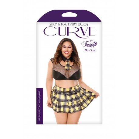 As if School Girl Costume Set - Black/ Yellow -  3x4x