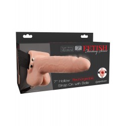 Fetish Fantasy Series 7&quot; Hollow Rechargeable Strap-on With Balls - Flesh