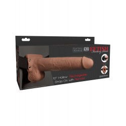Fetish Fantasy Series 10&quot; Hollow Rechargeable Strap-on With Remote - Tan