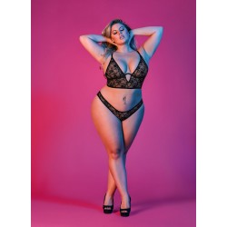 Sexy Time Underwire Bralette and Panty Set -  Black - 1x-3x