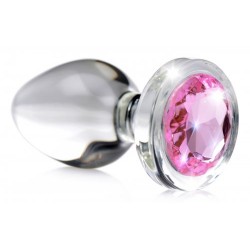 Pink Gem Glass Anal Plug - Large