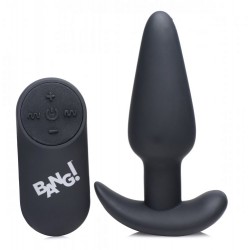 21x Silicone Butt Plug With Remote - Black