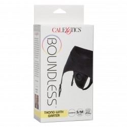 Boundless Thong With Garter - S/m - Black